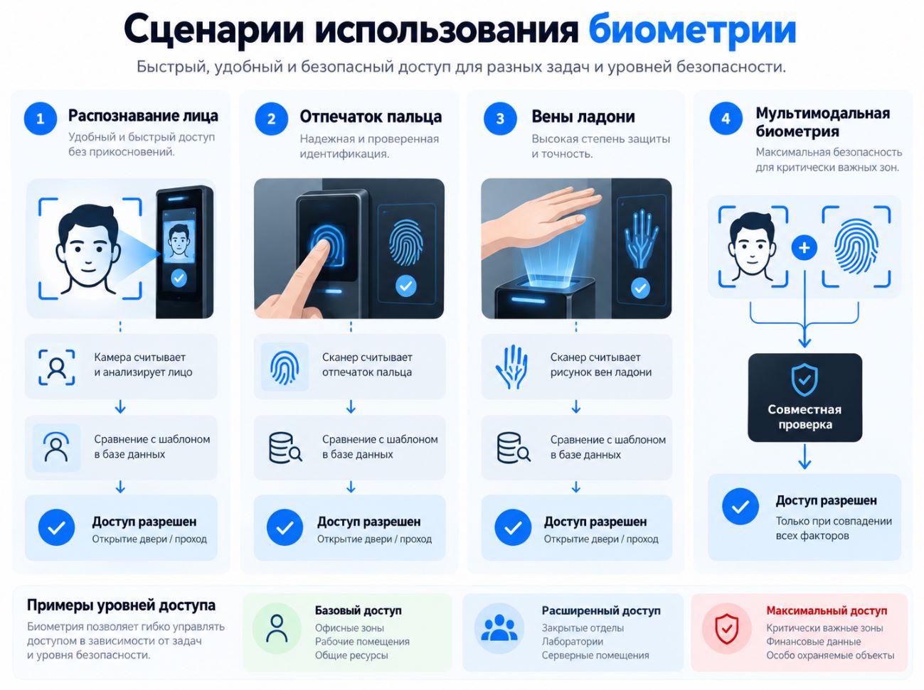 Инфографика сценариев биометрического доступа