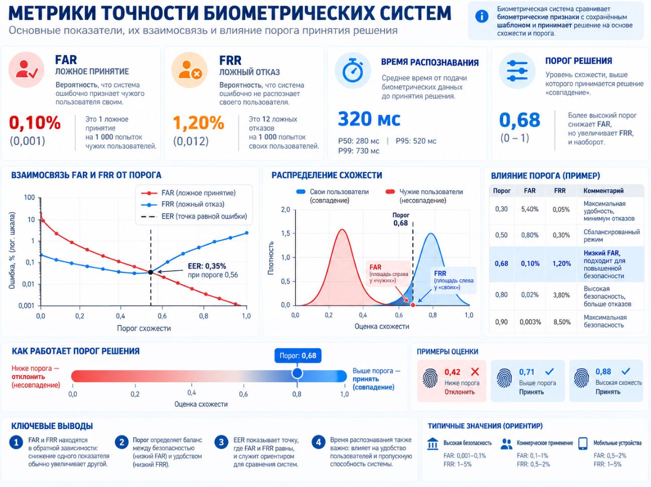 Инфографика точности распознавания биометрии