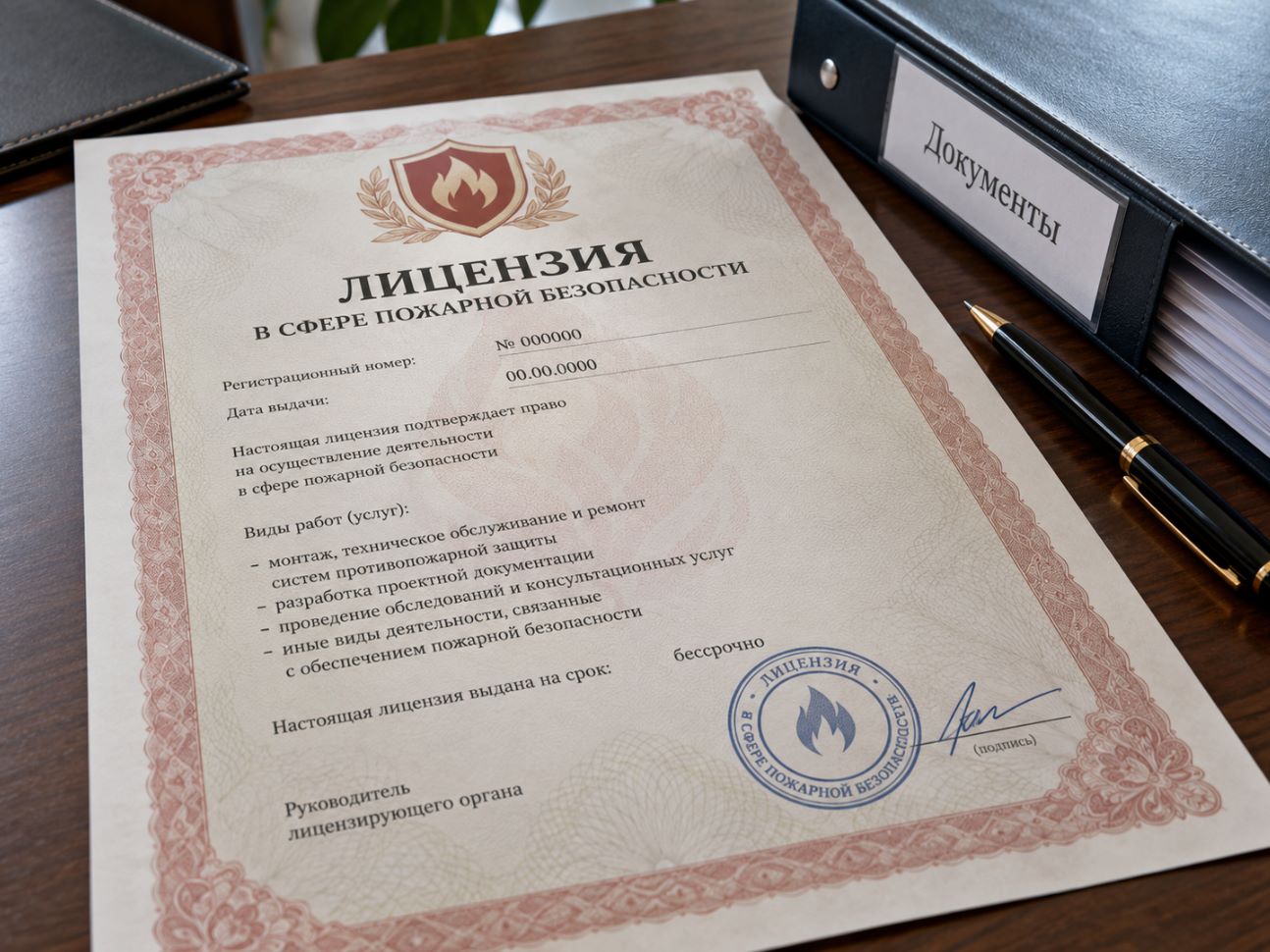 Лицензия МЧС России на столе