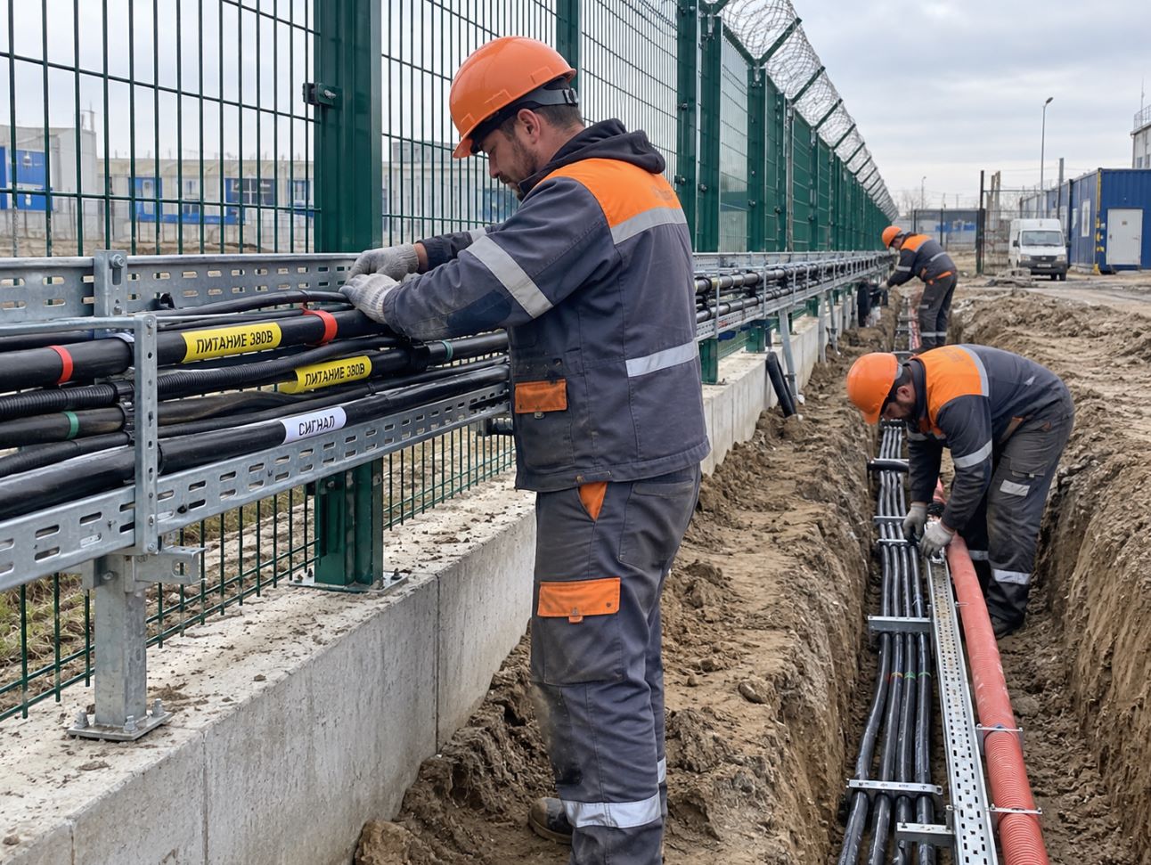 Прокладка кабеля вдоль периметра