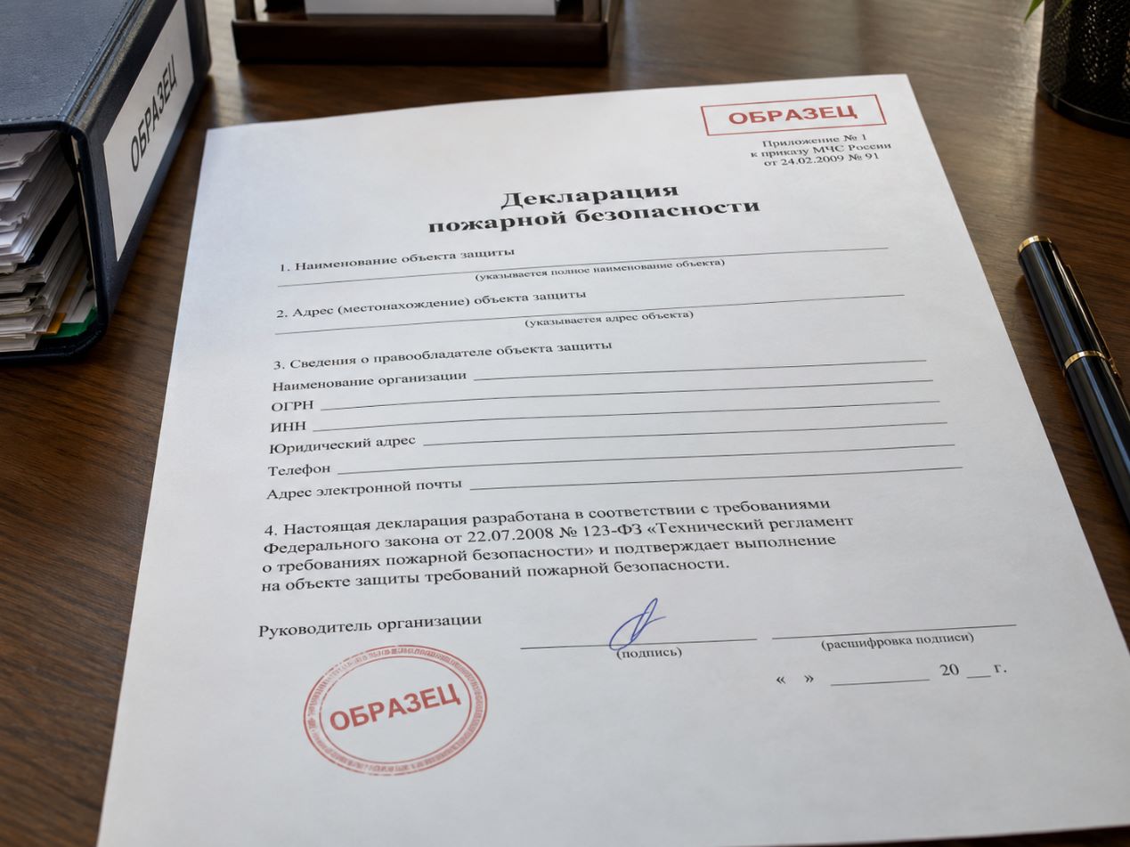 Титульный лист декларации пожарной безопасности