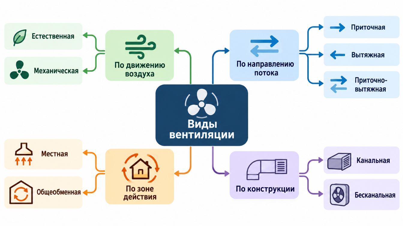 Классификация основных видов вентиляции