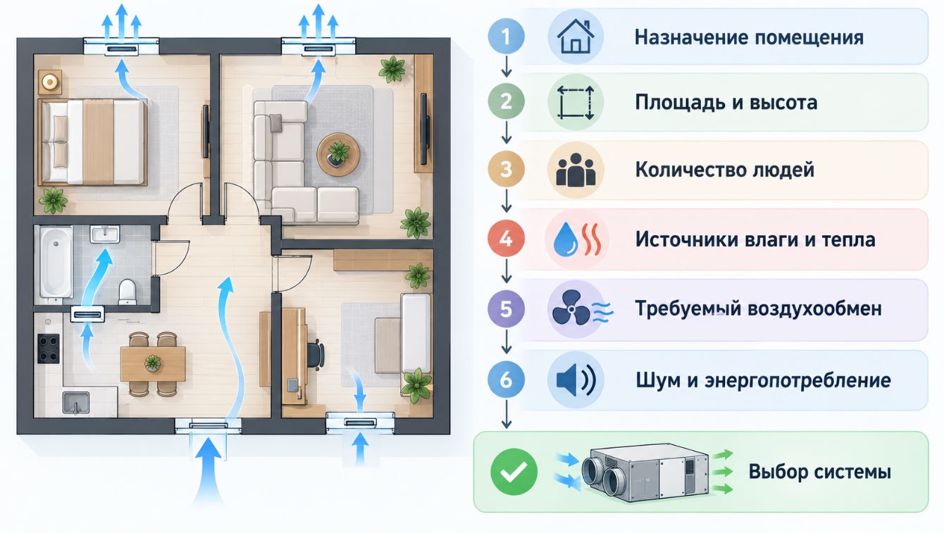 Чек-лист выбора подходящего вида вентиляции для помещения